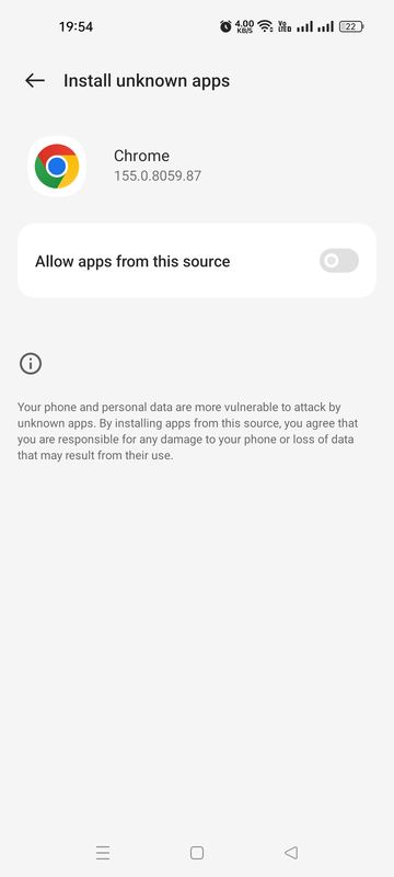 Setelan Instal aplikasi tidak dikenal untuk Chrome